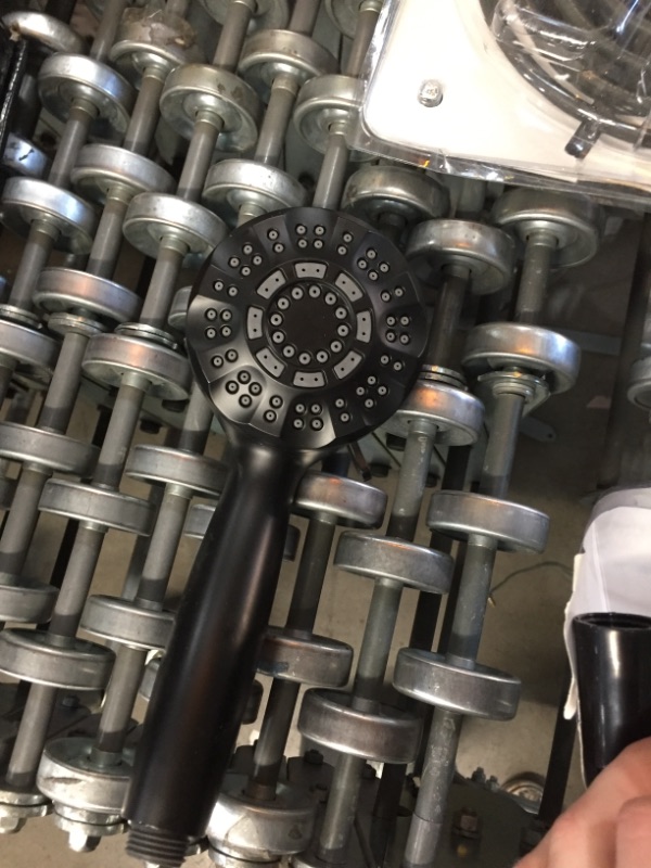 Photo 1 of 6-Spray Patterns with 1.8 GPM 3.6 in. Wall Mount Handheld Shower Head in Matte Black
AS IS USED