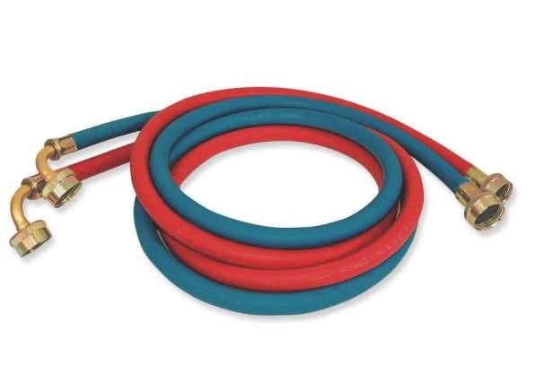 Photo 1 of 4 ft. Universal Rubber Washing Machine Hose with Elbow (2-Pack)
