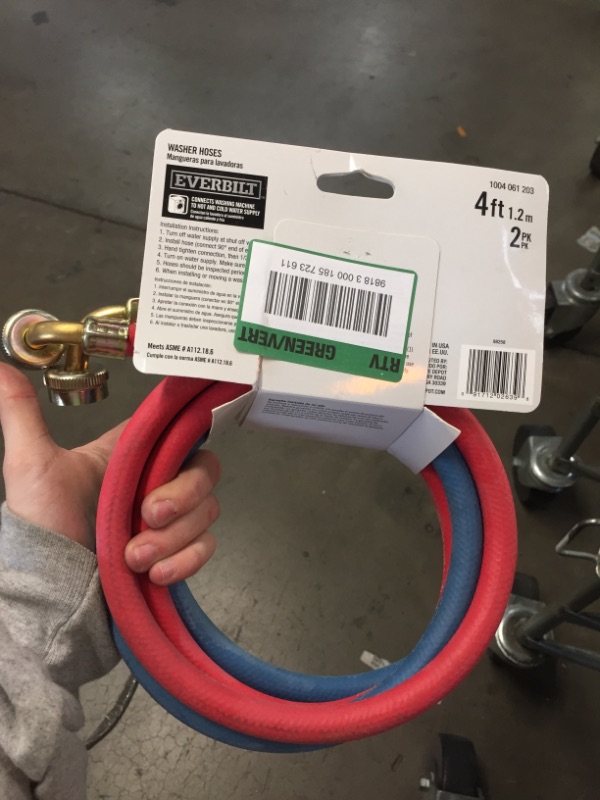 Photo 1 of 4 ft. Universal Rubber Washing Machine Hose with Elbow (2-Pack)
