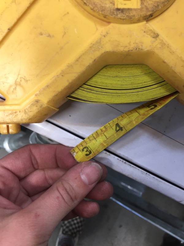 Photo 2 of 100 ft. Measuring Tape
AS IS USED, DAMAGED, STARTS ON 3", PLEASE SEE PHOTOS 