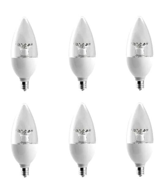 Photo 1 of 60-Watt Equivalent B11 Dimmable LED Light Bulb Daylight (6-Pack)
