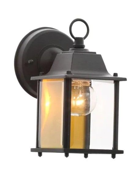 Photo 1 of 8.5 in. Black Decorative Outdoor Coach Wall Lantern
