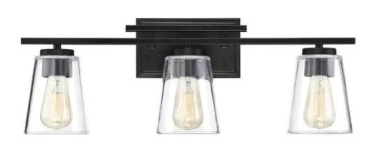 Photo 1 of 24 in. 3-Light Black Vanity Light
