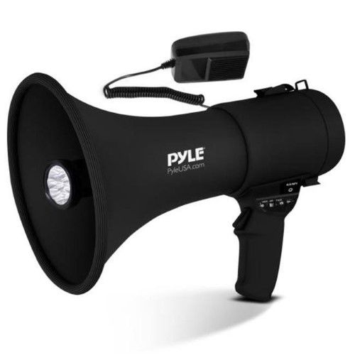 Photo 1 of Pyle Megaphone Speaker with Rechargeable Battery, LED Lights, Siren Alarm Mode