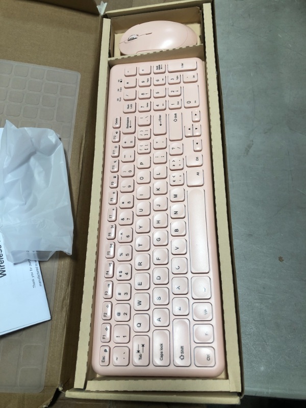 Photo 1 of Wireless Keyboard and Mouse Combo, Superbcco Cordless Computer Keyboard with Number Keypad, 2.4Ghz USB Receiver, Ultra Slim, Energy Saving, 3-Level DPI for Laptop/Computer/PC /Desktop(Baby Pink)
MISSING USB 