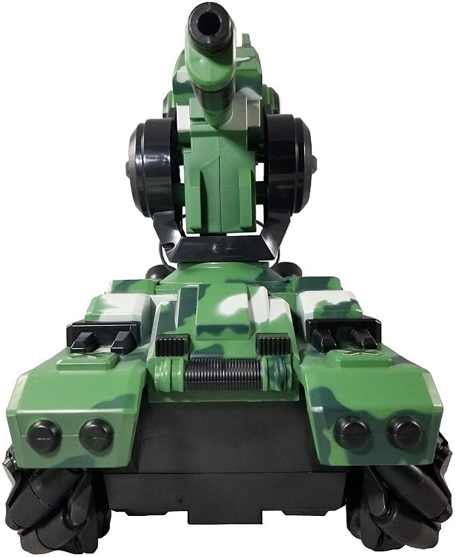 Photo 1 of CIS-Associates Mech King X1 RC Tank That Shoots Water Bullets Remote Control Drift Stunt Tank with Gel Ball Blaster Gun Cannon, Camo Green (CS043353-G)
