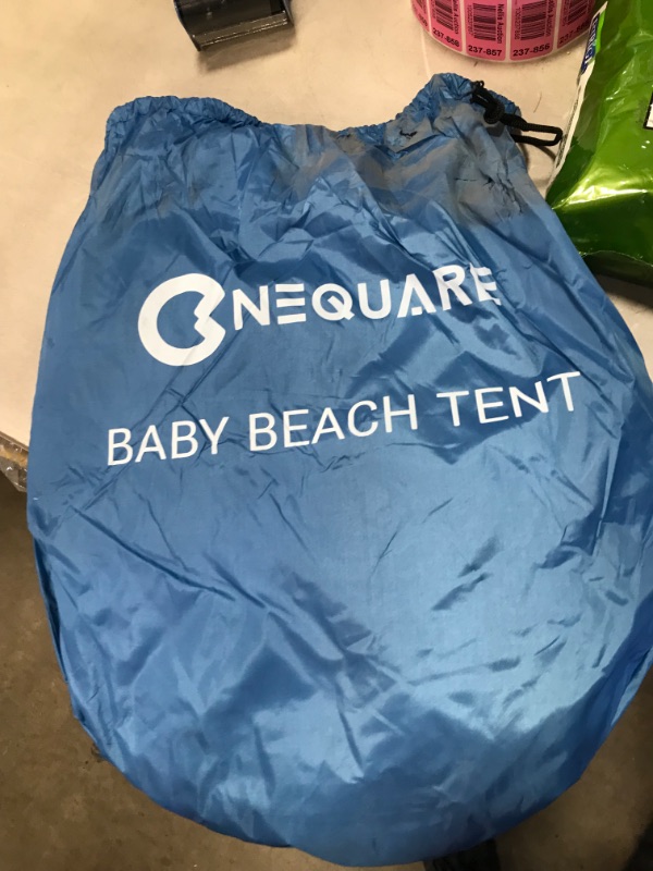 Photo 3 of Baby Beach Tent, NEQUARE Large Pop Up Tent for Beach, UPF 50+ Sun Shade Baby Tent, Baby Shade with Mosquito Net, Baby Beach Tent for Infant Blue
