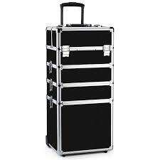Photo 1 of OUDMAY by Amazon - Makeup Case - 4 in 1 Professional Cosmetics Rolling Train Organizer with Aluminum Frame and Folding Trays 