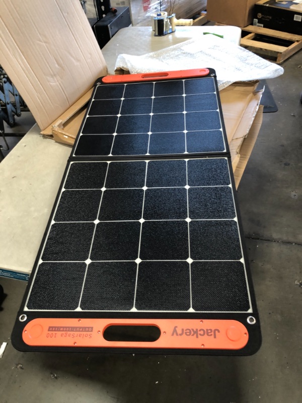 Photo 2 of Parts only cords are cut
Jackery SolarSaga 100W Portable Solar Panel for Explorer 240/300/500/1000/1500 Power Station, Foldable US Solar Cell Solar Charger with USB Outputs for Phones (Can't Charge Explorer 440/ PowerPro)
