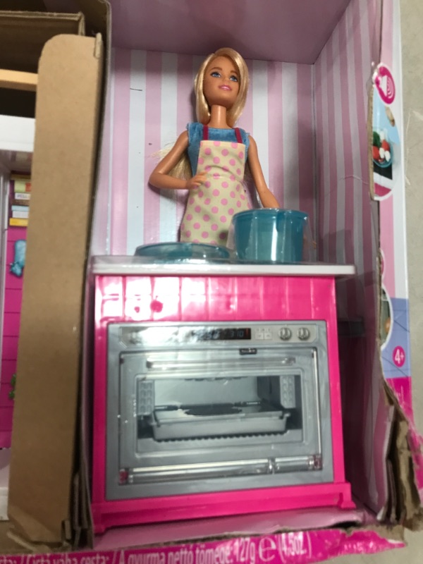 Photo 2 of Barbie Kitchen Playset with Doll, Lights & Sounds, Food Molds, 5 Dough Colors and 20+ Accessories [Amazon Exclusive]
