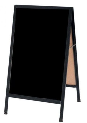 Photo 1 of Aarco BA-1B 42" x 24" Black Aluminum A-Frame Sign Board with Black Chalkboard
