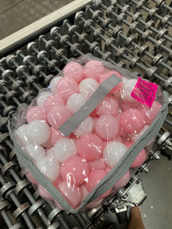 Photo 2 of Ball Pit Balls,Kids Plastic Balls for Ball Pit , Pool, Pink Party Accessories, Birthday Decoration, Crush Proof and Durable with Storage Bag PINK AND WHITE, STARS AND BALLS 
PREVIOUSLY OPENED