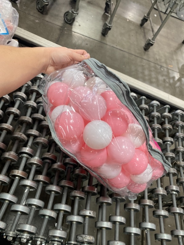 Photo 3 of Ball Pit Balls,Kids Plastic Balls for Ball Pit , Pool, Pink Party Accessories, Birthday Decoration, Crush Proof and Durable with Storage Bag PINK AND WHITE, STARS AND BALLS 
PREVIOUSLY OPENED