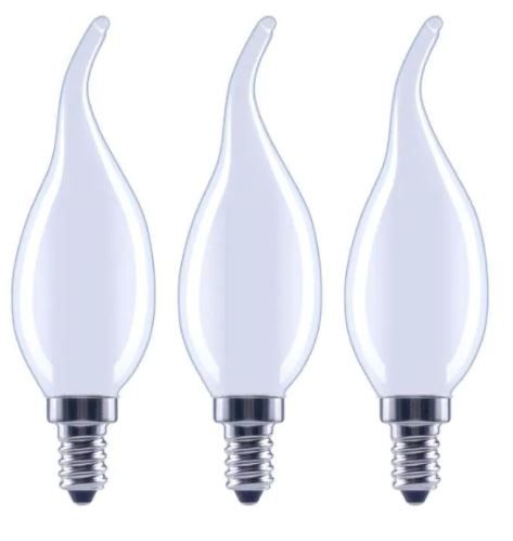 Photo 1 of 60-Watt Equivalent B11 Dimmable Flame Bent Tip Frosted Glass Filament LED Vintage Edison Light Bulb Daylight (3-Pack)
(2 BOXES, 6 LIGHT BULBS) 