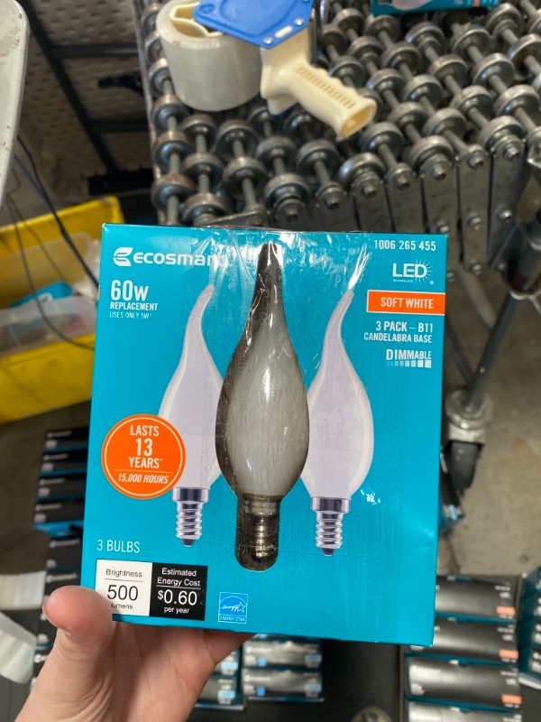 Photo 2 of 60-Watt Equivalent B11 Dimmable Bent Tip Candle Frosted Glass Filament LED Vintage Edison Light Bulb Soft White(3-Pack)
(2 BOXES, 6 LIGHT BULBS) 