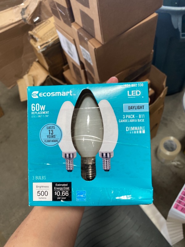 Photo 2 of 60-Watt Equivalent B11 Dimmable Frosted Glass Filament Vintage E12 Candelabra Base Daylight LED Light Bulb (6-Pack)
