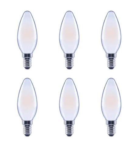 Photo 1 of 60-Watt Equivalent B11 Dimmable Frosted Glass Filament Vintage E12 Candelabra Base Daylight LED Light Bulb (6-Pack)
