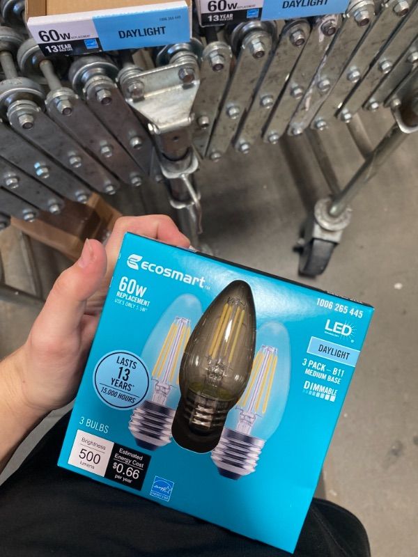 Photo 3 of 60-Watt Equivalent B11 Dimmable Blunt Tip Candle Clear Glass Filament LED Vintage Edison Light Bulb Daylight (3-Pack)
(2 BOXES, 6 LIGHT BULBS) 