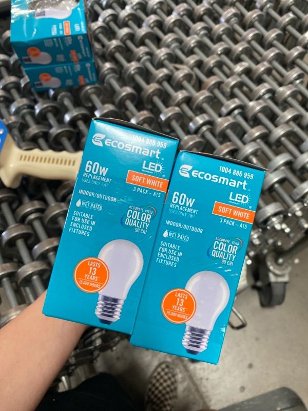 Photo 2 of EcoSmart 60-Watt Equivalent A15 Dimmable LED Light Bulb, Soft White (3-Pack) 
(2 BOXES, 6 LIGHT BULBS) 