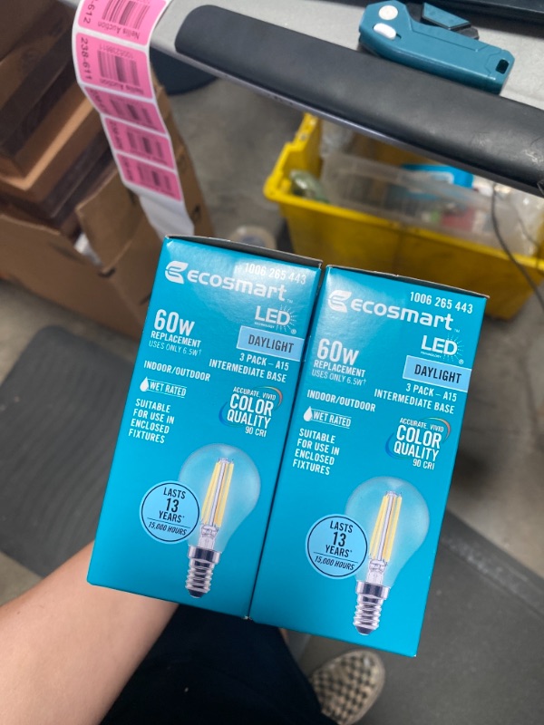 Photo 3 of 60-Watt Equivalent A15 Dimmable Appliance Fan Clear Glass Filament LED Vintage Edison Light Bulb DAYLIGHT (3-Pack)
(2 BOXES, 6 LIGHT BULBS) 
