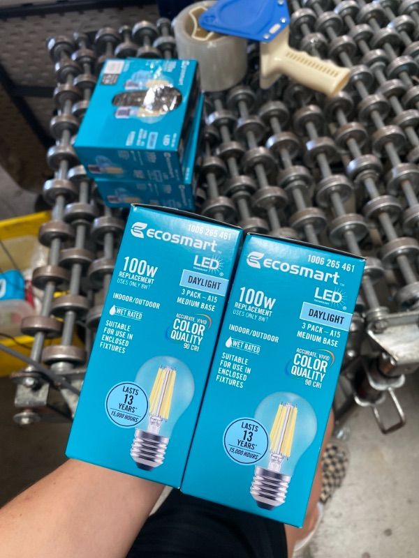 Photo 2 of 100-Watt Equivalent A15 Dimmable Appliance Fan Clear Glass Filament LED Vintage Edison Light Bulb DAYLIGHT (3-Pack)
(2 BOXES, 6 LIGHT BULBS) 