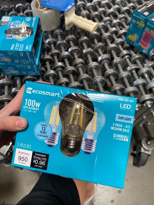 Photo 3 of 100-Watt Equivalent A15 Dimmable Appliance Fan Clear Glass Filament LED Vintage Edison Light Bulb DAYLIGHT (3-Pack)
(2 BOXES, 6 LIGHT BULBS) 