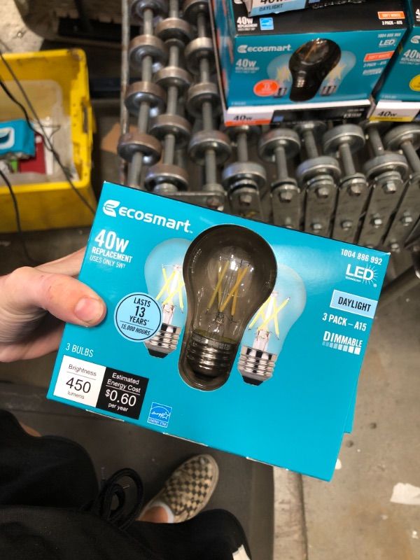 Photo 2 of 40-Watt Equivalent A15 Dimmable ENERGY STAR Clear Glass Filament Vintage Edison LED Light Bulb DAYLIGHT (3-Pack)
(2 BOXES, 6LIGHT BULBS) 