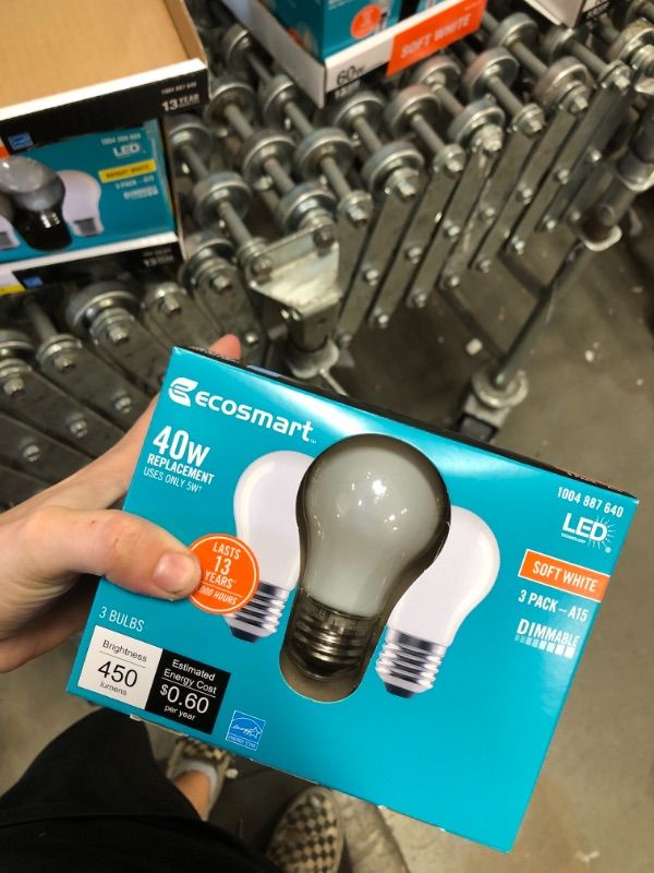 Photo 2 of 40-Watt Equivalent A15 Dimmable ENERGY STAR Frosted Glass Deco Filament LED Vintage Edison Light Bulb Soft White(3-Pack)
(2 BOXES, 6 LIGHT BULBS) 