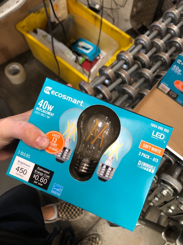 Photo 2 of 40-Watt Equivalent A15 Dimmable ENERGY STAR Clear Glass Filament Vintage Edison LED Light Bulb SOFT WHITE (3-Pack)
(2 BOXES, 6LIGHT BULBS) 