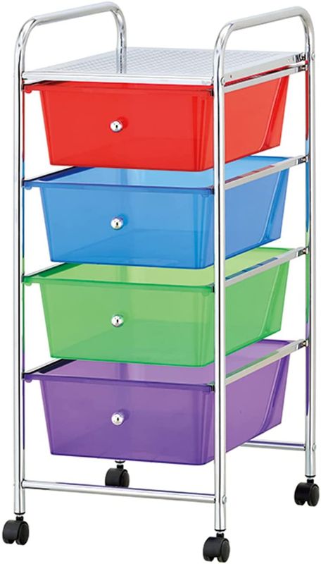 Photo 1 of Mind Reader Rolling Storage Cart and Organizer with 4 Plastic Drawers
DAMAGED FRM SHIPPING, PLEASE SEE PHOTOS, MIGHT AFFECT THE FUNCTIONALITY OF THIS PRODUCT 