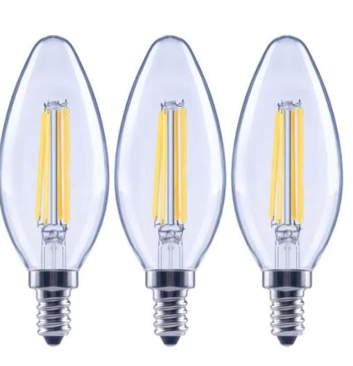 Photo 1 of 100-Watt Equivalent B13 Dimmable Blunt Tip Candle Clear Glass Filament LED Vintage Edison Light Bulb BRIGHT WHITE (3-Pack)
(2 BOXES, 6 LIGHT BULBS) 