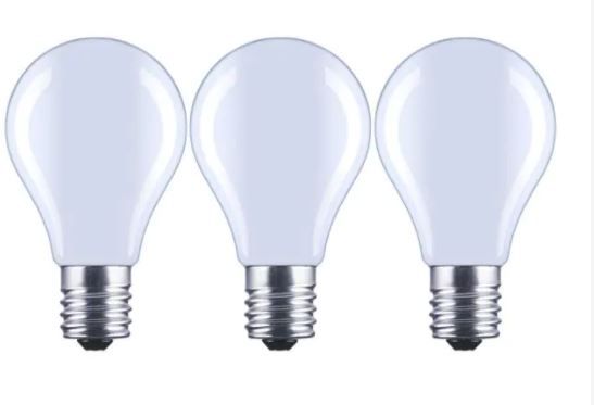 Photo 1 of 60-Watt Equivalent A15 Dimmable Appliance Fan Frosted Glass Filament LED Vintage Edison Light Bulb SOFT WHITE (3-Pack)
(2 BOXES, 6 LIGHT BULBS) 