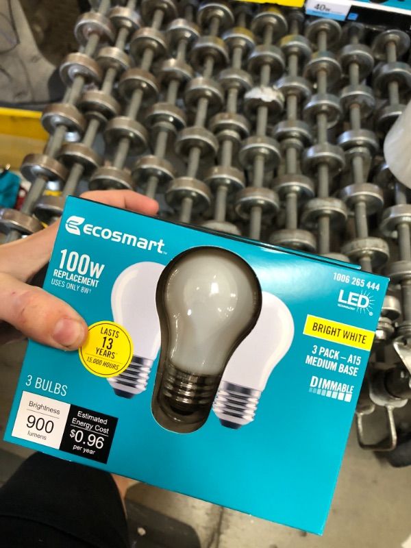 Photo 3 of 100-Watt Equivalent A15 Dimmable Appliance Fan Frosted Glass Filament LED Vintage Edison Light Bulb Bright White(3-Pack)
(2 BOXES, 6 LIGHT BULBS) 