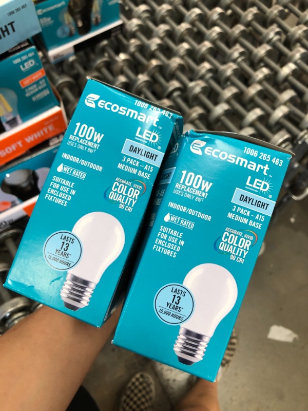 Photo 3 of 100-Watt Equivalent A15 Dimmable Appliance Fan Frosted Glass Filament LED Vintage Edison Light Bulb daylight (3-Pack)
(2 BOXES, 6 LIGHT BULBS) 
