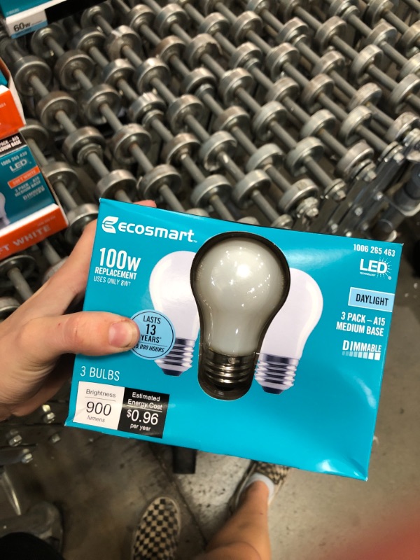 Photo 2 of 100-Watt Equivalent A15 Dimmable Appliance Fan Frosted Glass Filament LED Vintage Edison Light Bulb daylight (3-Pack)
(2 BOXES, 6 LIGHT BULBS) 
