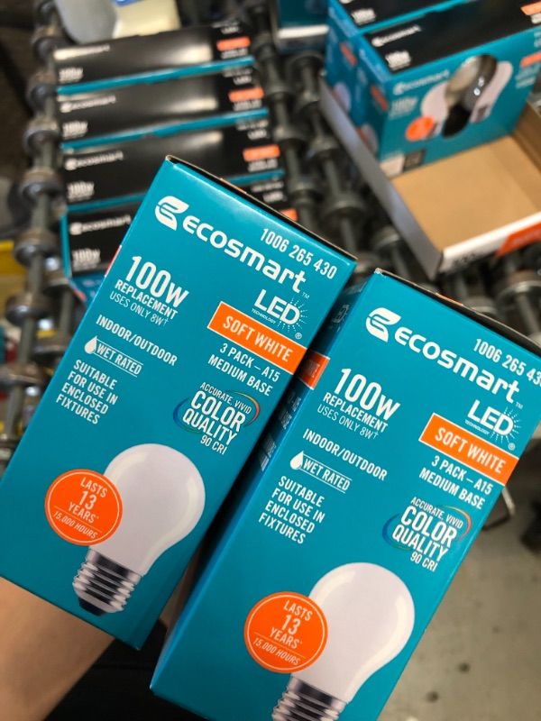 Photo 2 of 100-Watt Equivalent A15 Dimmable Appliance Fan Frosted Glass Filament LED Vintage Edison Light Bulb SOFT WHITE (3-Pack)
(2 BOXES, 6 LIGHT BULBS) 