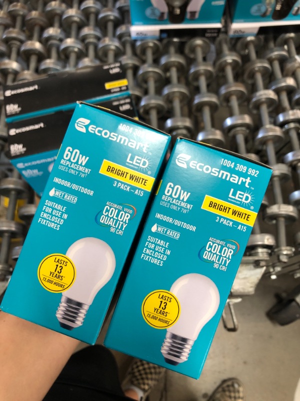 Photo 3 of 60-Watt Equivalent A15 Dimmable Frosted Glass Decorative Filament LED Vintage Edison Light Bulb BRIGHT WHITE (3-Pack)
(2 BOXES, 6 LIGHT BULBS) 
