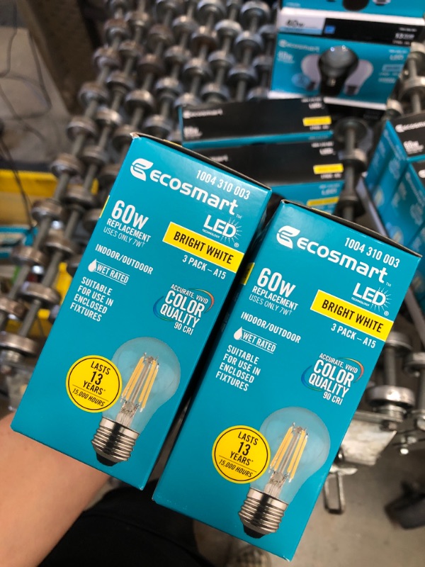 Photo 3 of 60-Watt Equivalent A15 Dimmable Clear Glass Decorative Filament LED Vintage Edison Light Bulb BRIGHT WHITE (3-Pack)
(2 BOXES, 6 LIGHT BULBS) 