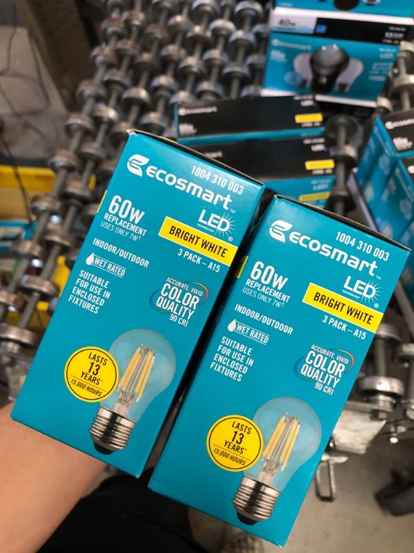 Photo 1 of 60-Watt Equivalent A15 Dimmable Clear Glass Decorative Filament LED Vintage Edison Light Bulb BRIGHT WHITE (3-Pack)
(2 BOXES, 6 LIGHT BULBS) 