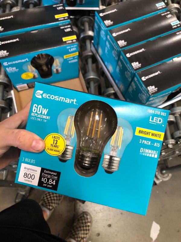 Photo 2 of 60-Watt Equivalent A15 Dimmable Clear Glass Decorative Filament LED Vintage Edison Light Bulb BRIGHT WHITE (3-Pack)
(2 BOXES, 6 LIGHT BULBS) 