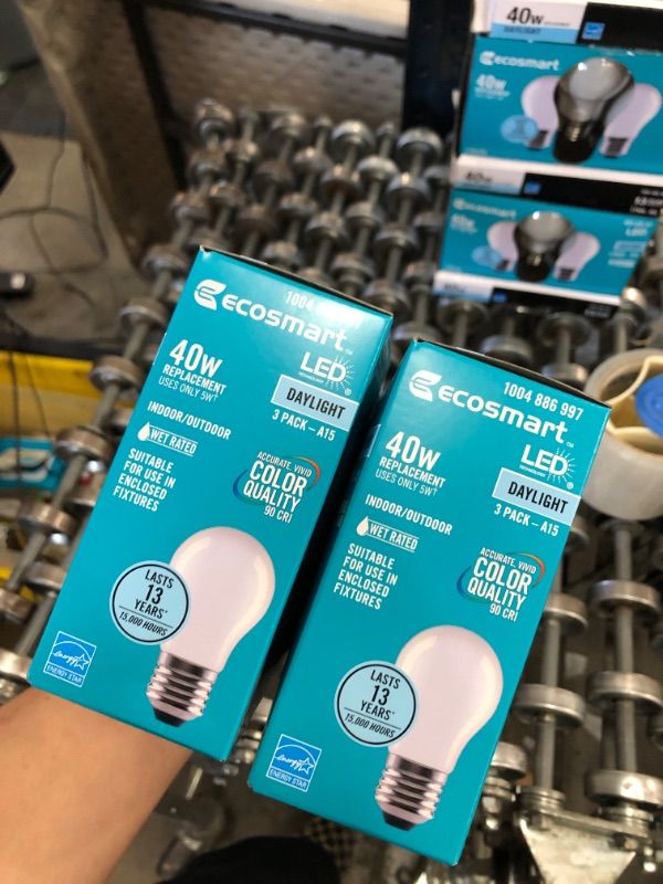 Photo 2 of 40-Watt Equivalent A15 Dimmable ENERGY STAR Frosted Glass Deco Filament LED Vintage Edison Light Bulb DAYLIGHT(3-Pack)
(2 BOXES, 6 LIGHT BULBS) 