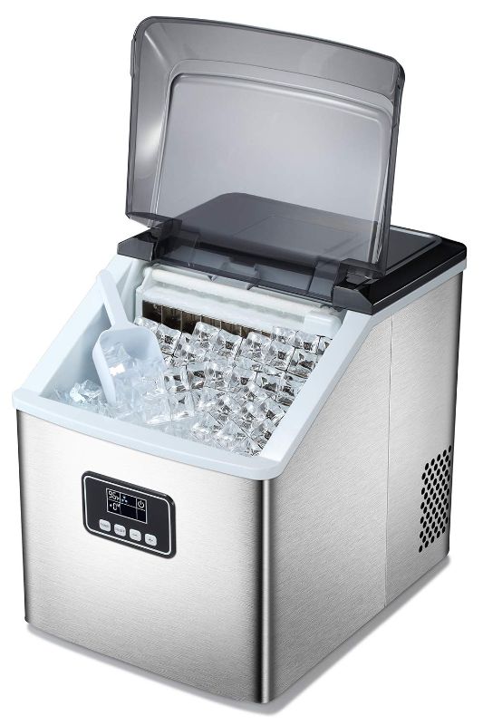 Photo 1 of Antarctic Star Ice Maker Machine Countertop,Portable Automatic 24 Ice Cubes Ready in 10-15 Minutes,Makes 48 lbs of Ice per 24 Hours,Self-clean,See-through Lid Square For Home/Bar/Party Silver
