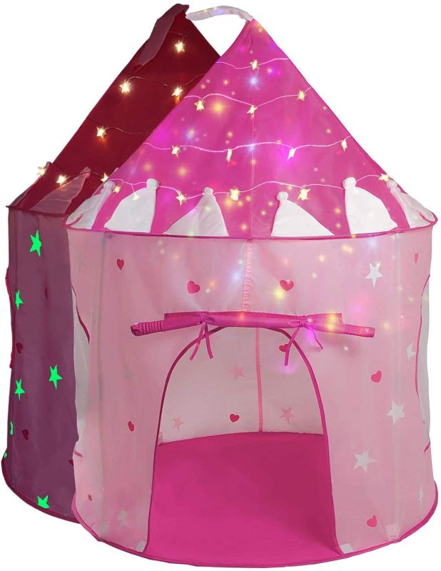 Photo 1 of *NOT EXACT stock picture, use for reference* 
LimitlessFunN Kids Play Tent with Star Lights Bonus Carrying Case [ Pop Up Portable Glow in The Dark Stars Blue ] Princess Castle Children Playhouse for Girls Boys, Indoor & Outdoor, 41” x 41” x 53”
