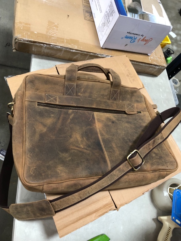 Photo 3 of *NOT EXACT stock picture, use for reference* 
KomalC 20 Inch Retro Buffalo Hunter Vintage Leather Laptop Messenger Bag 