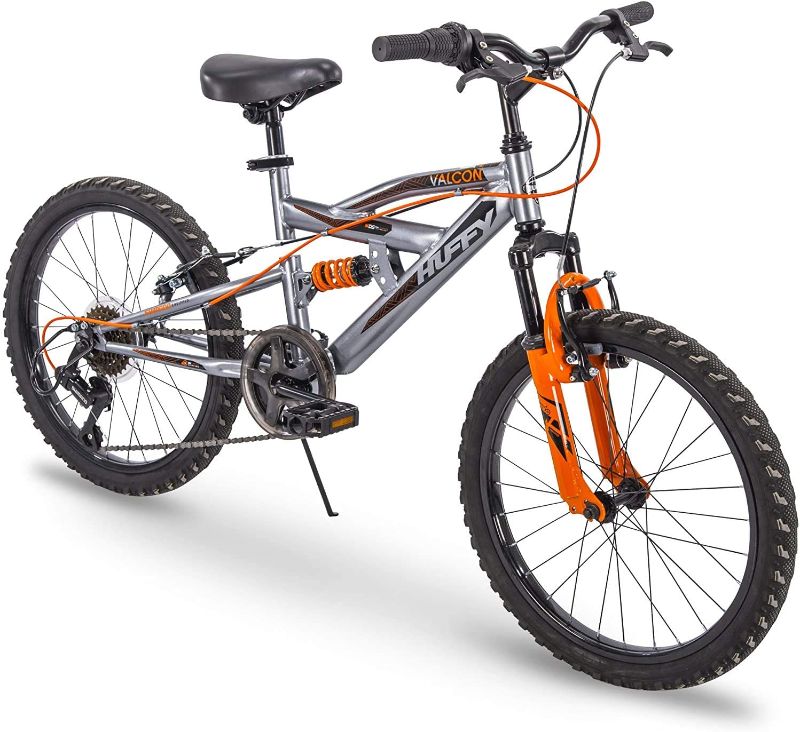 Photo 1 of *SEE last picture for damage* 
Huffy Valcon 20" Mountain Bike for Boys - 6 Speed - Dual Suspension - Silver & Orange
