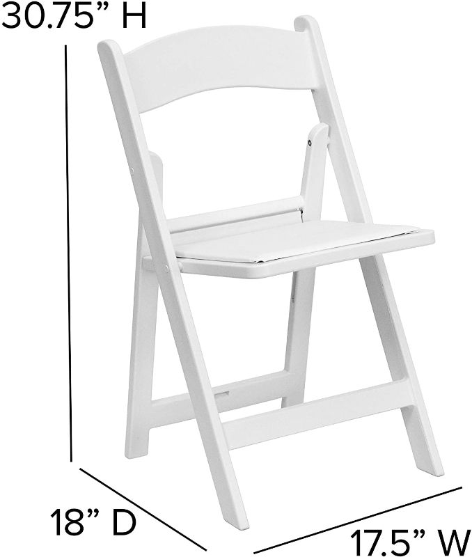 Photo 1 of *SEE last pictures for damage* 
Flash Furniture Hercules Folding Chair - White Resin - 2 Pack 1000LB Weight Capacity Comfortable Event Chair - Light Weight Folding Chair
