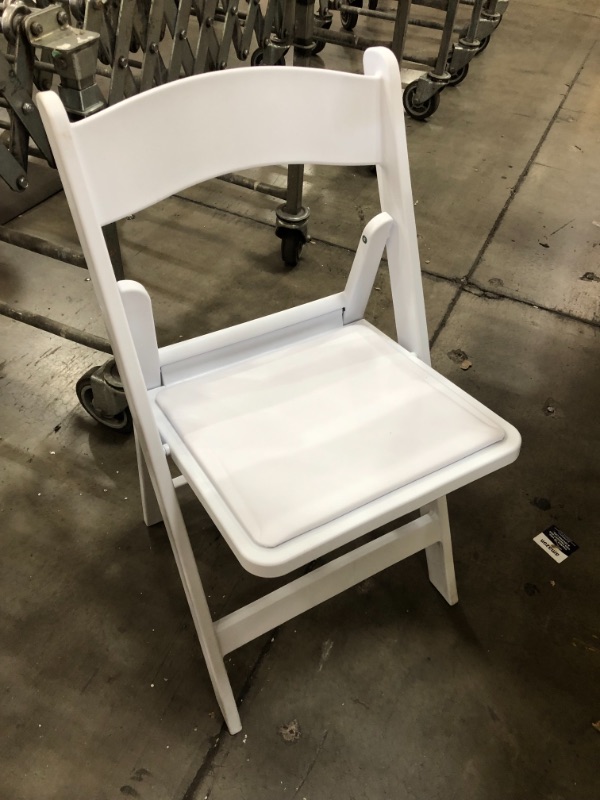 Photo 2 of *SEE last pictures for damage* 
Flash Furniture Hercules Folding Chair - White Resin - 2 Pack 1000LB Weight Capacity Comfortable Event Chair - Light Weight Folding Chair
