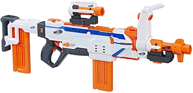 Photo 1 of *USED*
*MISSING darts, batteries NOT included* 
NERF Modulus Regulator Toy