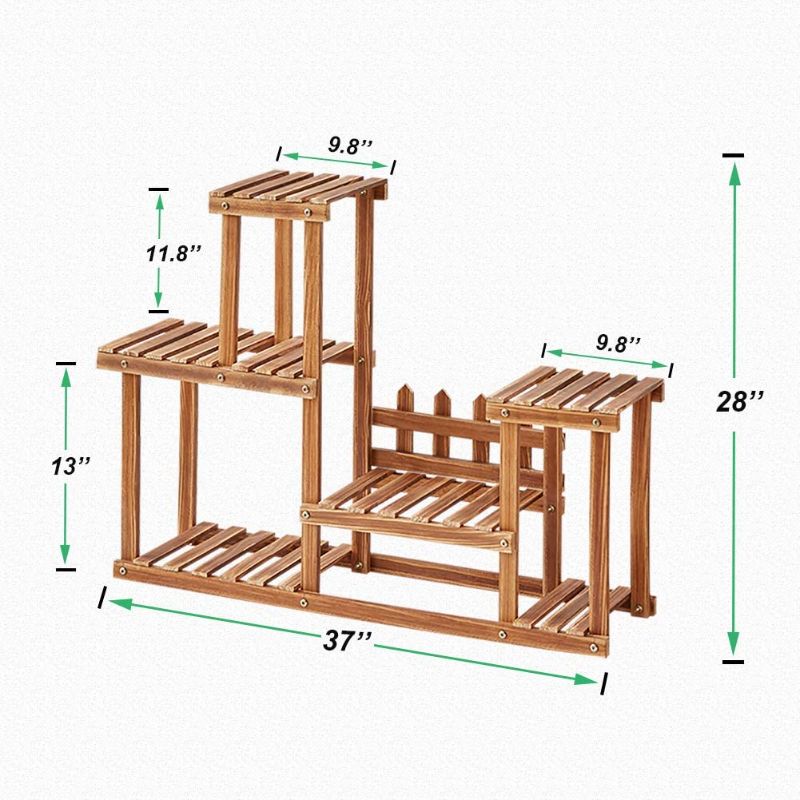 Photo 1 of *MISSING hardware* 
Homchwell Pine Wood Plant Stand Indoor Outdoor Multi Layer Flower Shelf Rack Higher and Lower Plant Holder for Patio Garden, Living Room, Corner Balcony and Bedroom (7-9Flowerpots)
