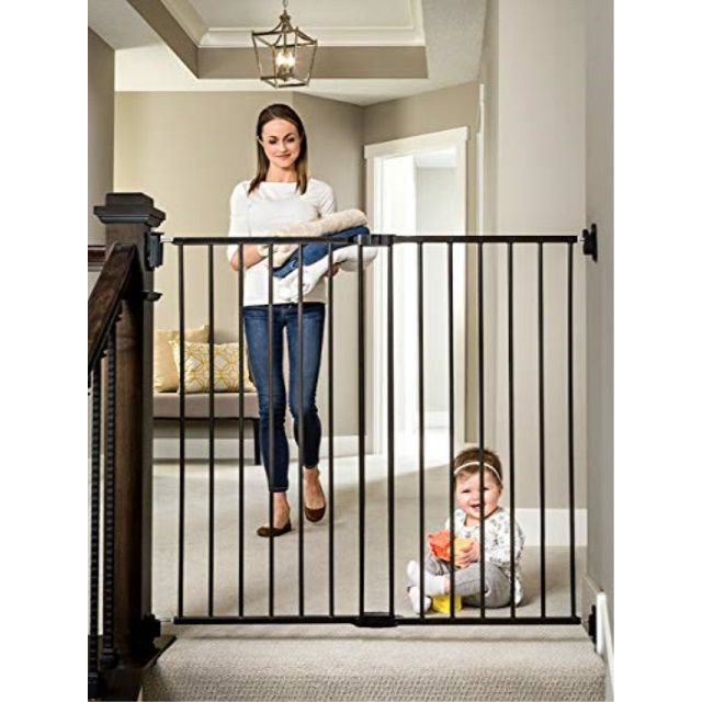 Photo 1 of *MISSING manual* 
Regalo 2-in-1 Extra Tall Easy Swing Stairway and Hallway Walk Through Baby Gate, Black, 24-40.5 inches wide, stands 38 inches tall
